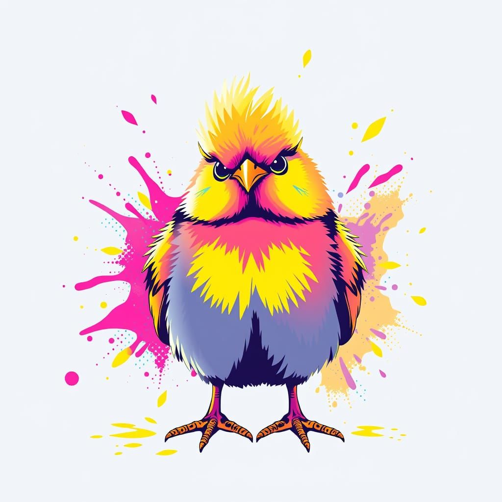 Grumpy Chick Pop Art Screen Print in Bauhaus Style