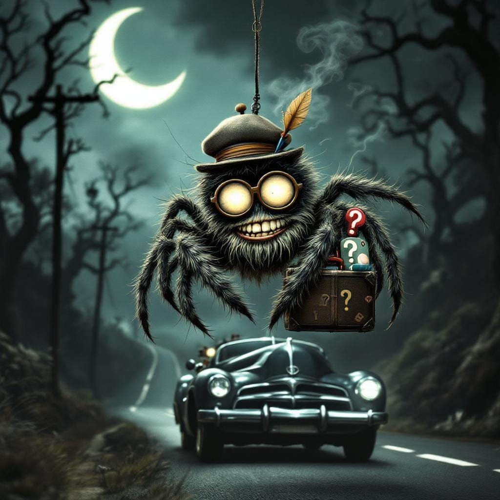 Spider's Perilous Journey in Tim Burton's Gothic Style