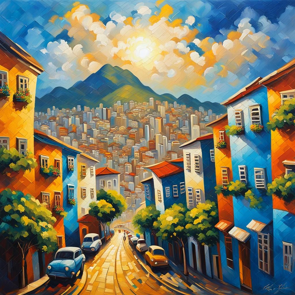 Vibrant Rio de Janeiro Cityscape in Expressionist Style