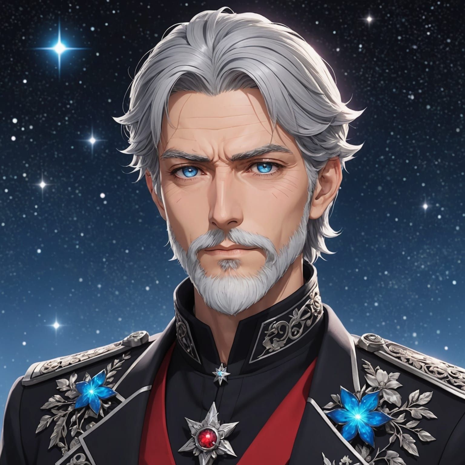 Anime Character with Starry Sky Background