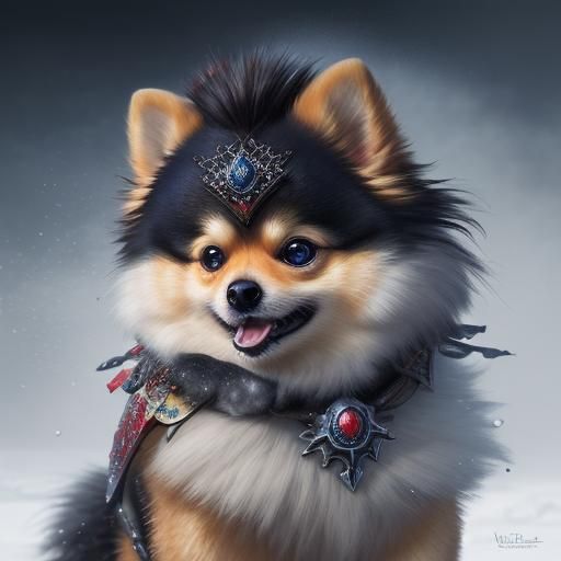 Pomeranian Warrior in Winter: Hyperrealistic Concept Art