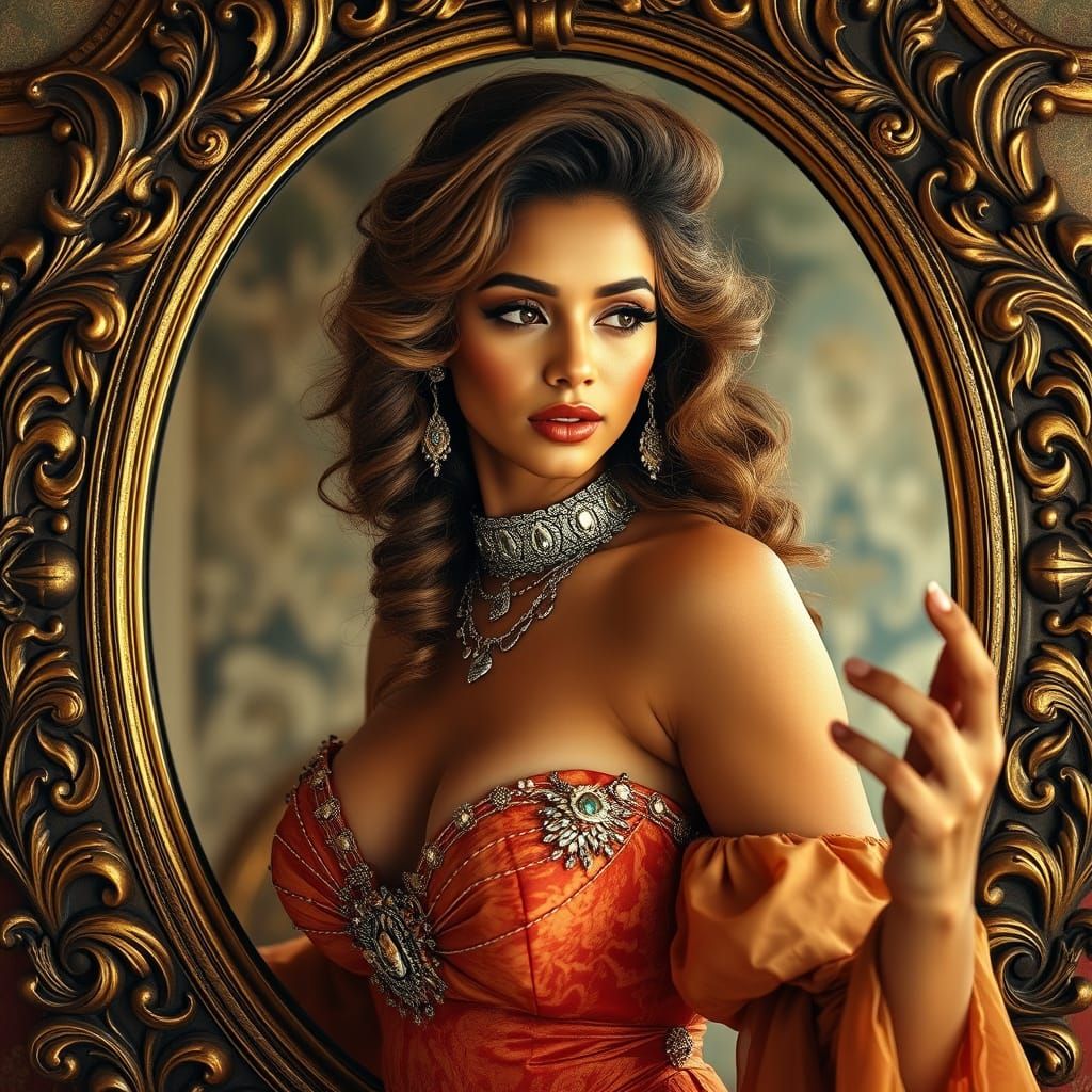 Elegant Maharajah-Inspired Portrait with Lioness Gown