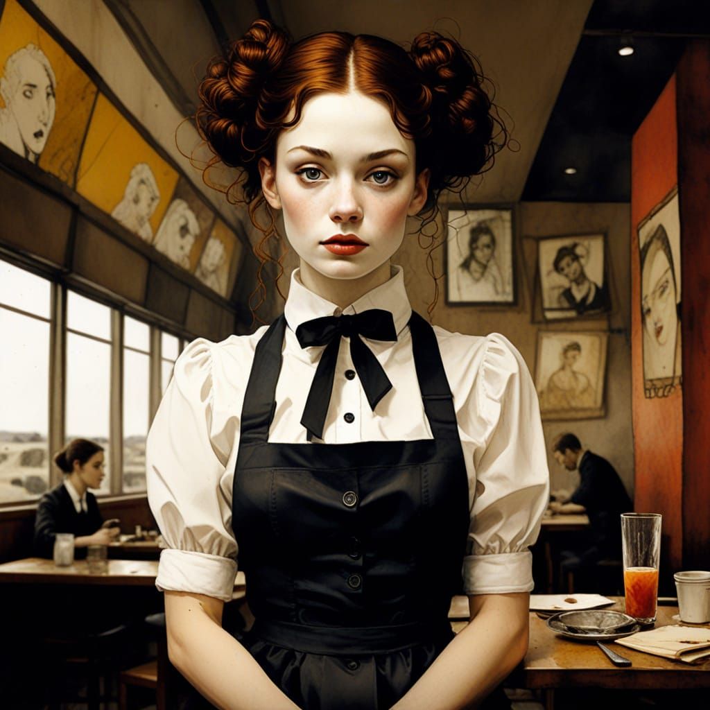 🏆Portrait waitress airfield MOTION MARIONETTE BORDERLINE Da...