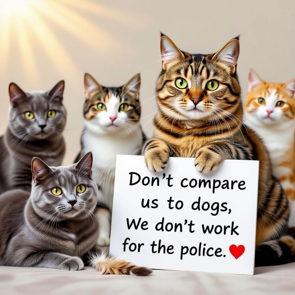 Charming Cats Holding Funny Sign