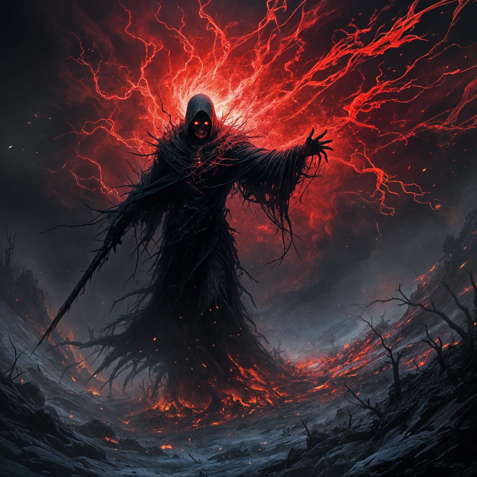 Dark Fantasy Horror Scene with Deathly Despair