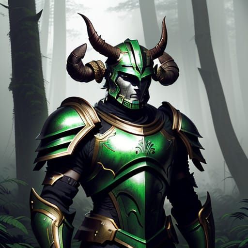 Cyberpunk Spartan Warrior in Industrial-Mystical Armor