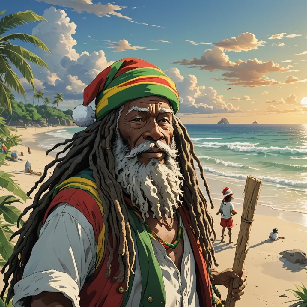 Reggae Santa Claus Celebrates Christmas in July