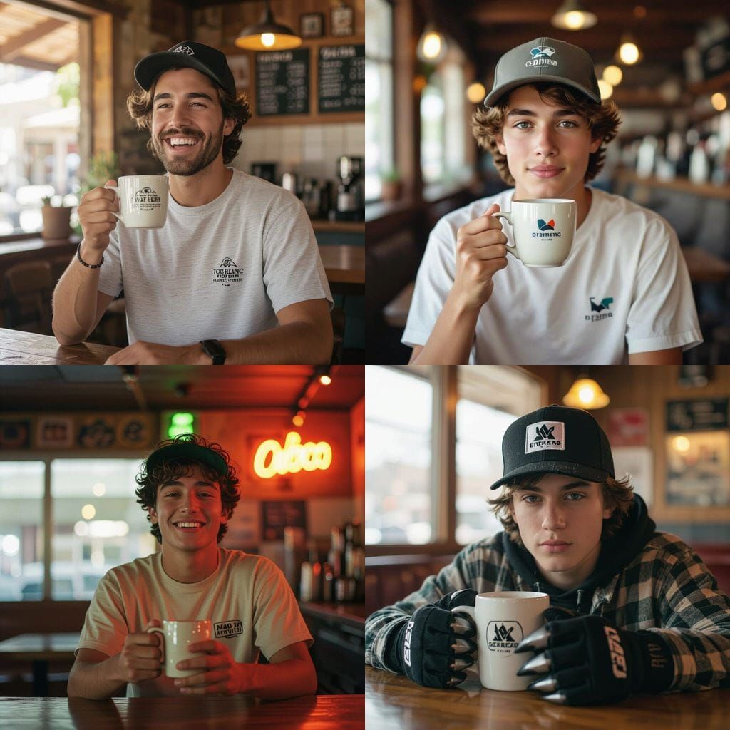 Young Person With Mug and Cap, Cinematic Style