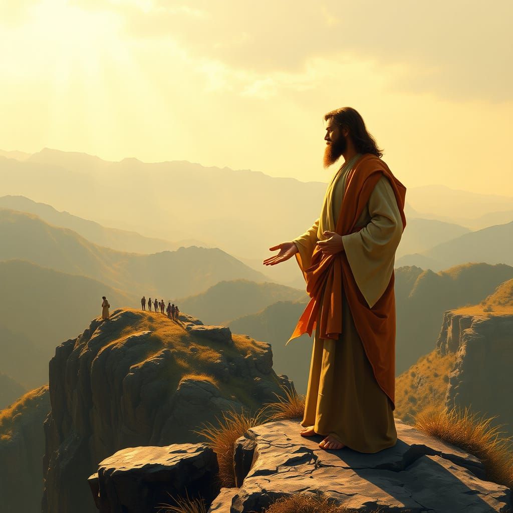 Jesus Christ Beckons from Mountain Vista