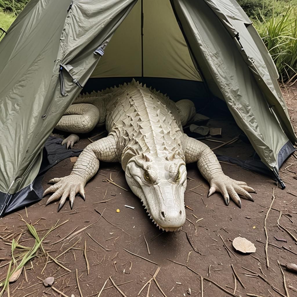 Albino Crocodile Emerges in Morecambe Bay Campsite