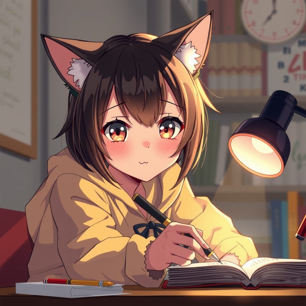 Anime Catgirl Lofi Beats: Study Vibes