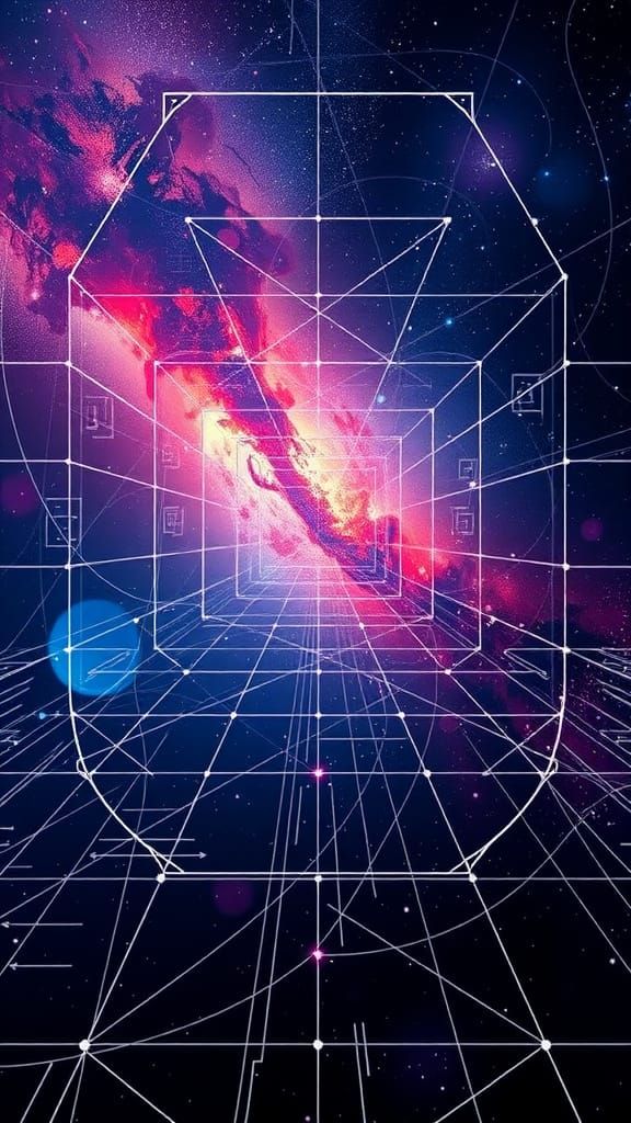 Surreal Cosmic Grid in Vibrant Colors