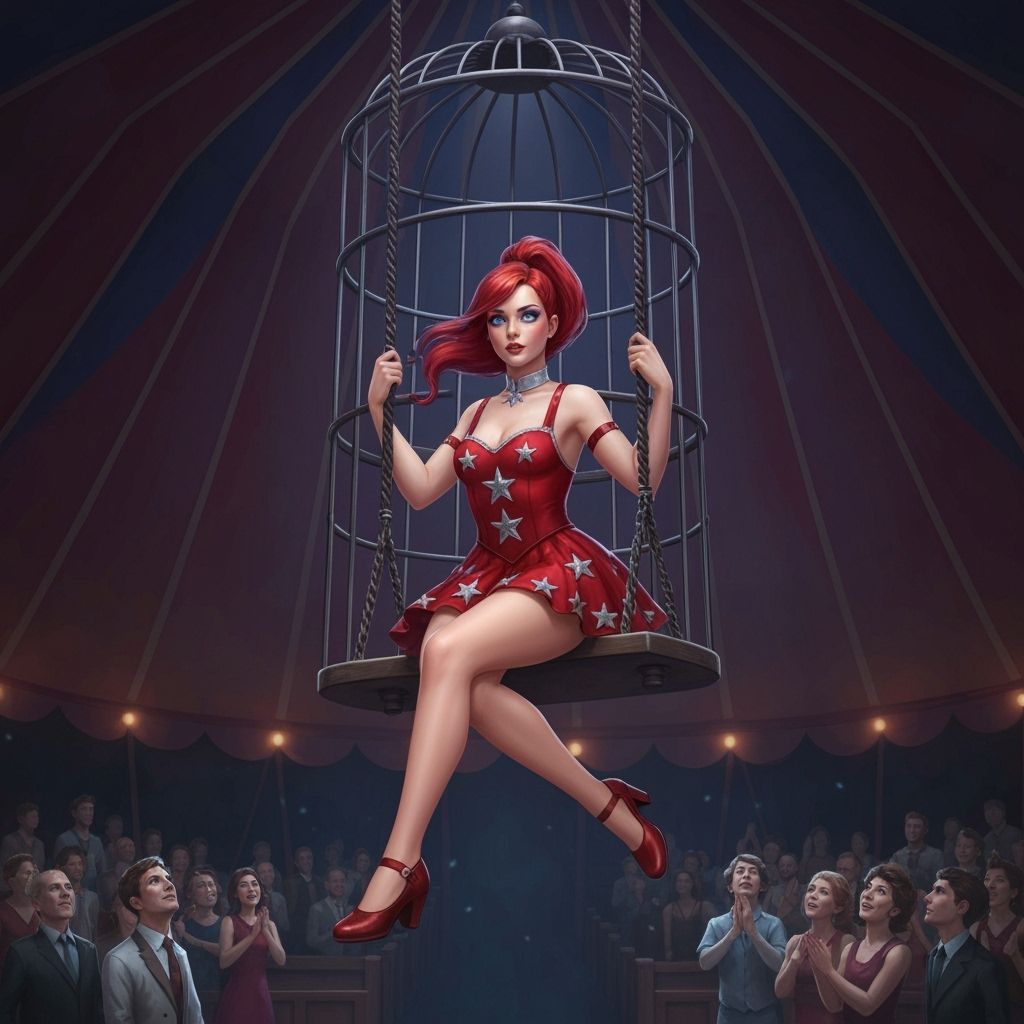 Red-Haired Aerialist in Grand Birdcage Circus Tent
