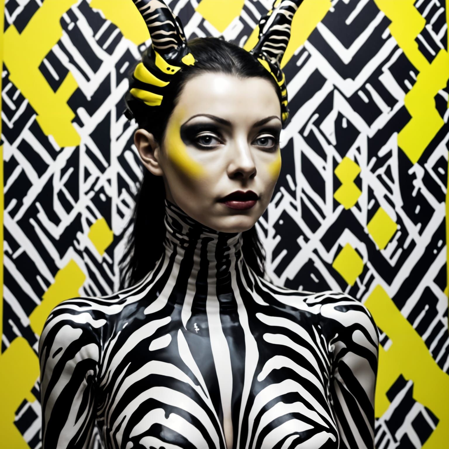 Woman with silicone suit. <lora:Zz Zebrapunk:1.0>