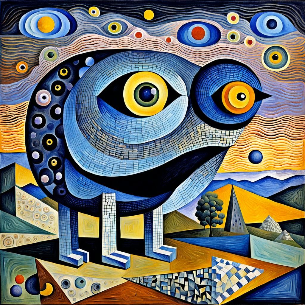 Surreal Cubist Creature with Googly Eyes