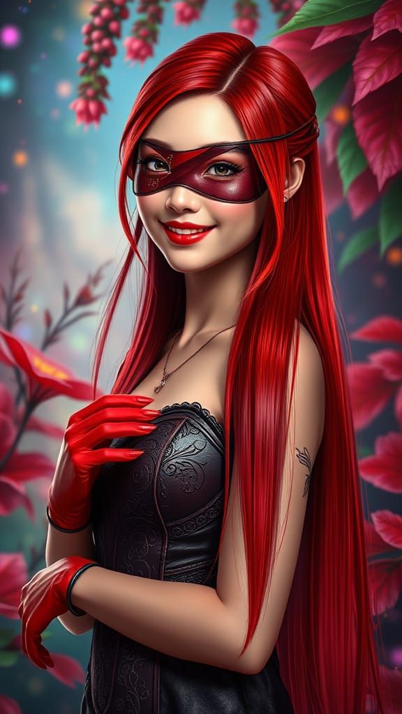 Ethereal Asian Faerie in Dark Cherry Armor, Radiant Smile, R...