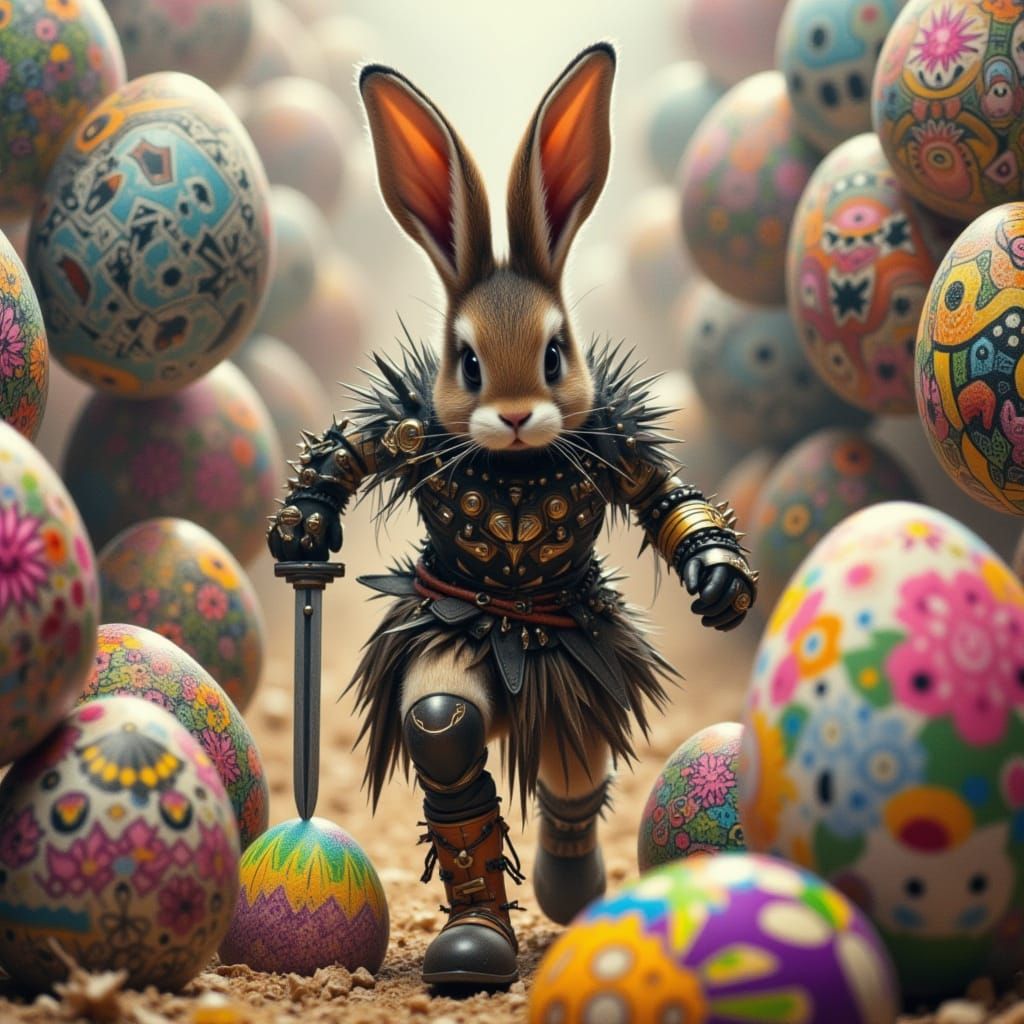 Bunny Warrior Charging into Battle