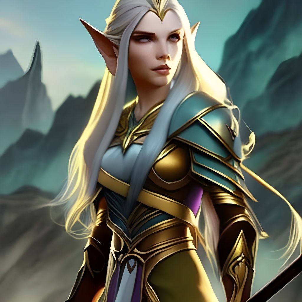 Detailed Elf Archer Portrait in Fantasy Setting