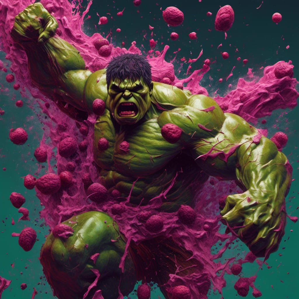 Hulk Smashing Fruit: A Klimt-Inspired Action Painting