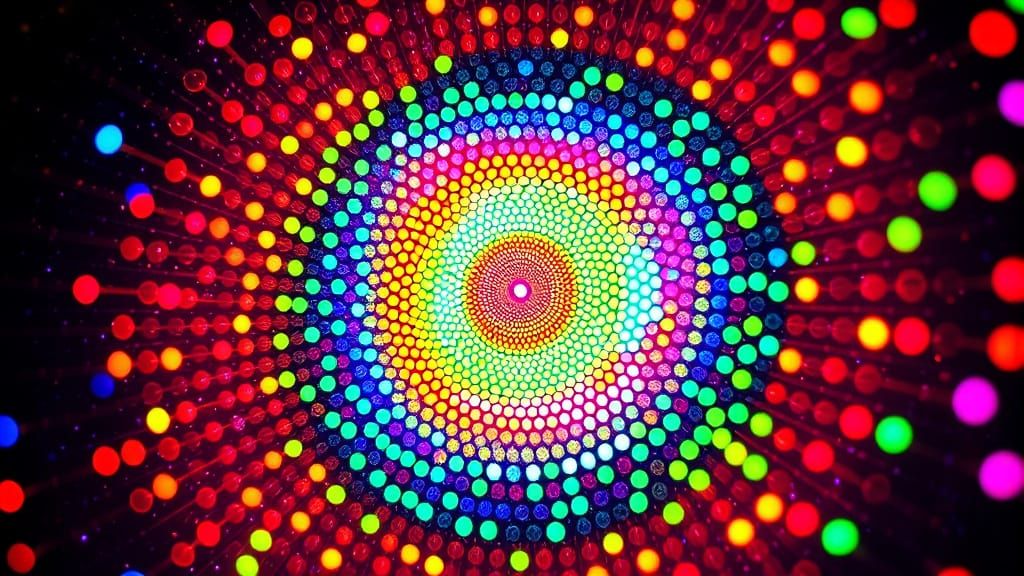 Vibrant Polkadot Composition in Futuristic Style