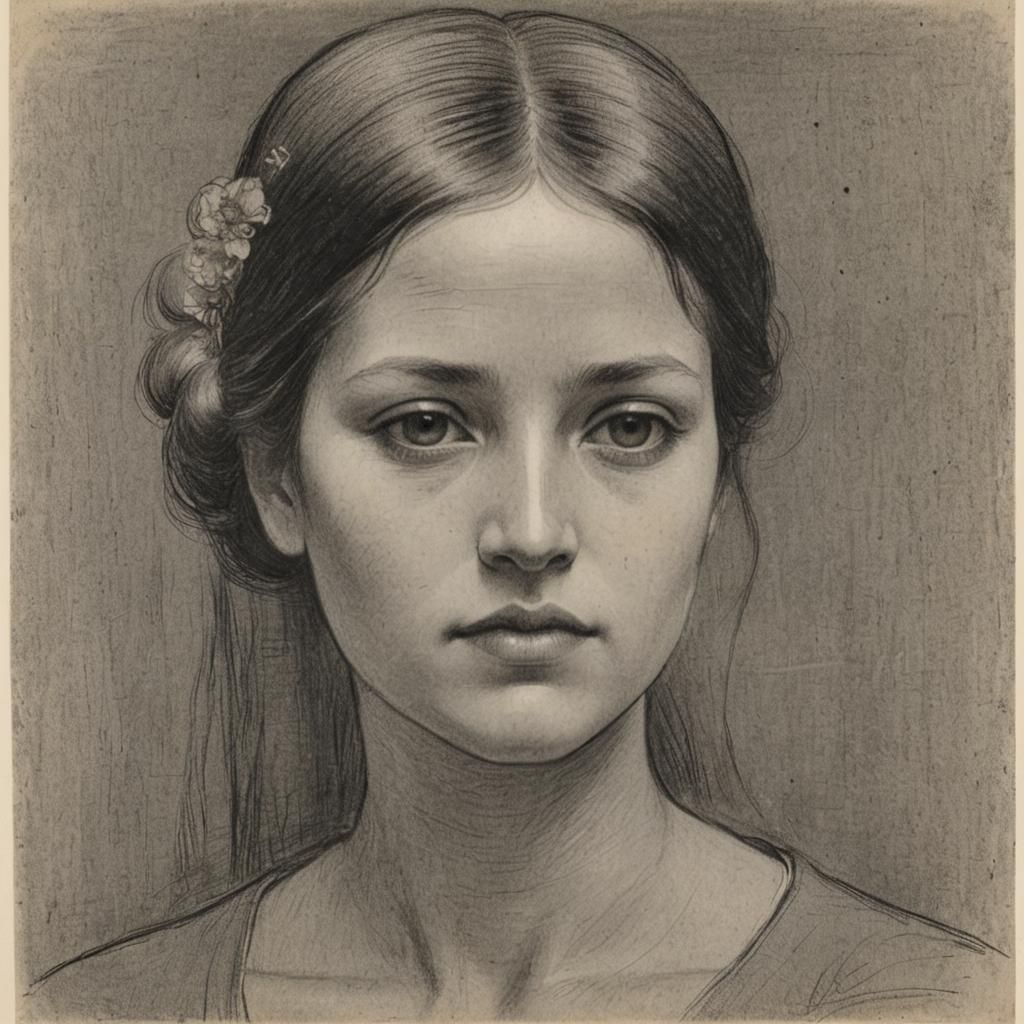 Woman's Face in Graphite Pencil Drawing