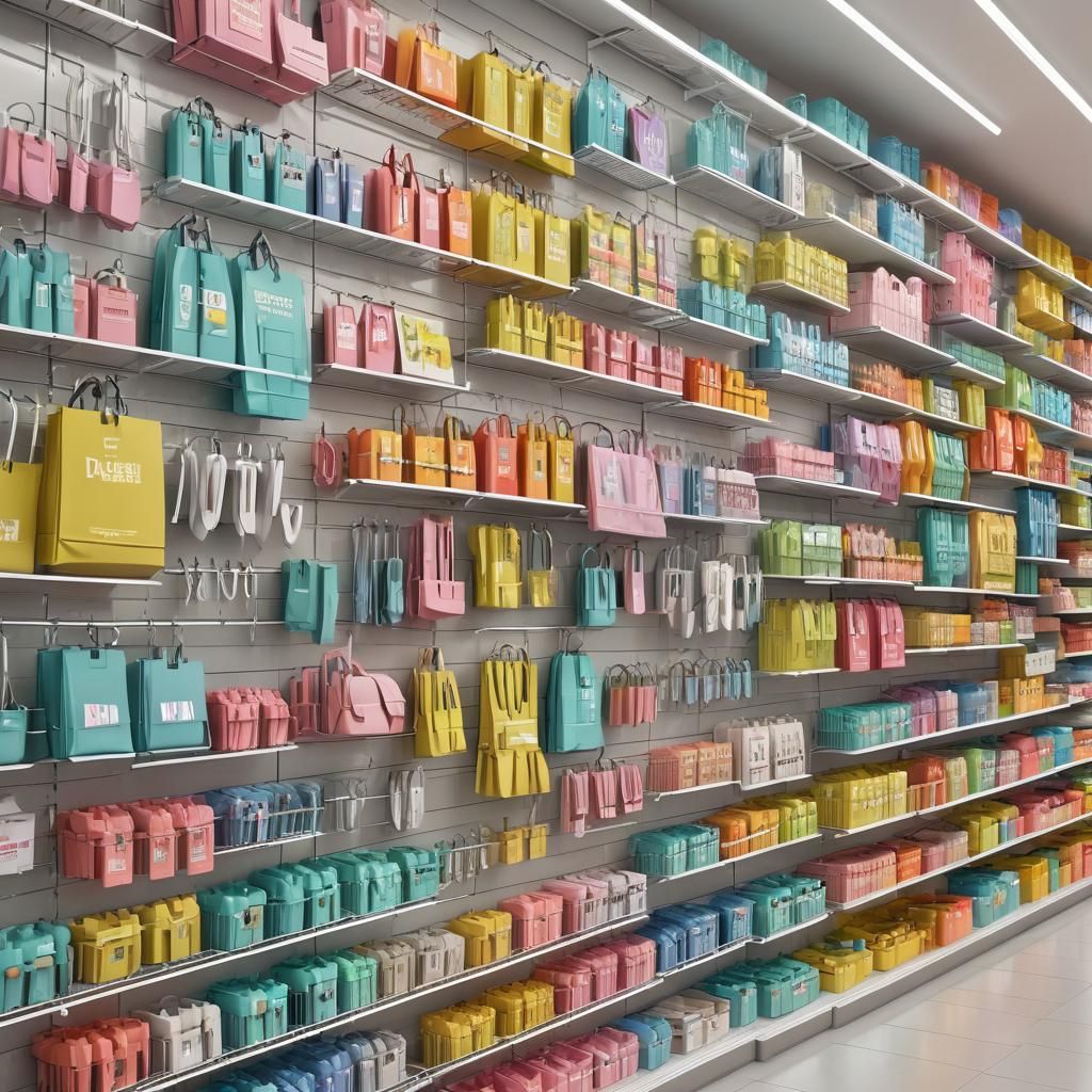 Supermarket Slatwall Display as Vivid Digital Art