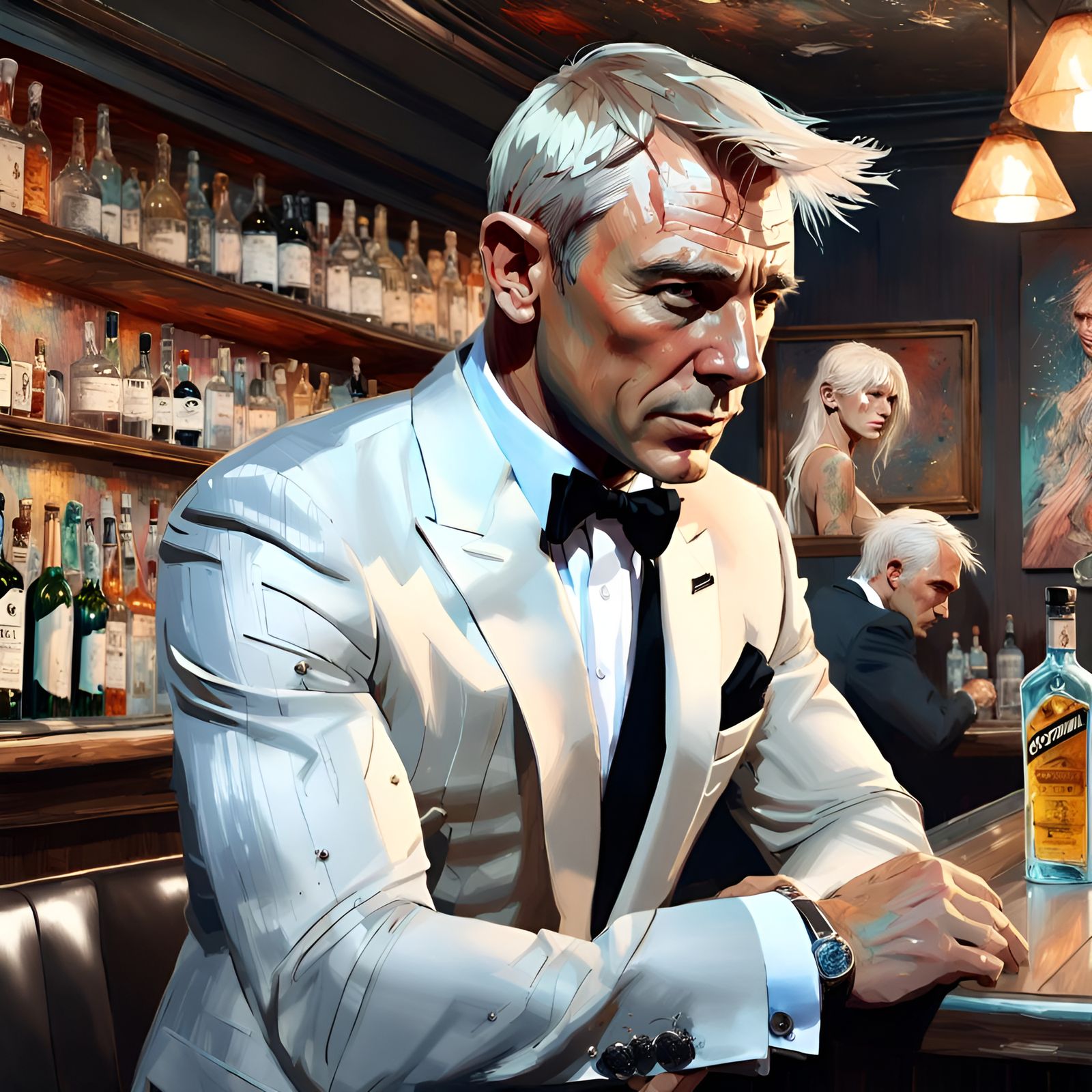 James Bond Portrait with Platinum Blonde Hair
