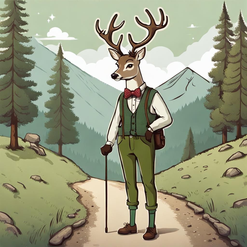 Hipster Deer on a Foraging Hike