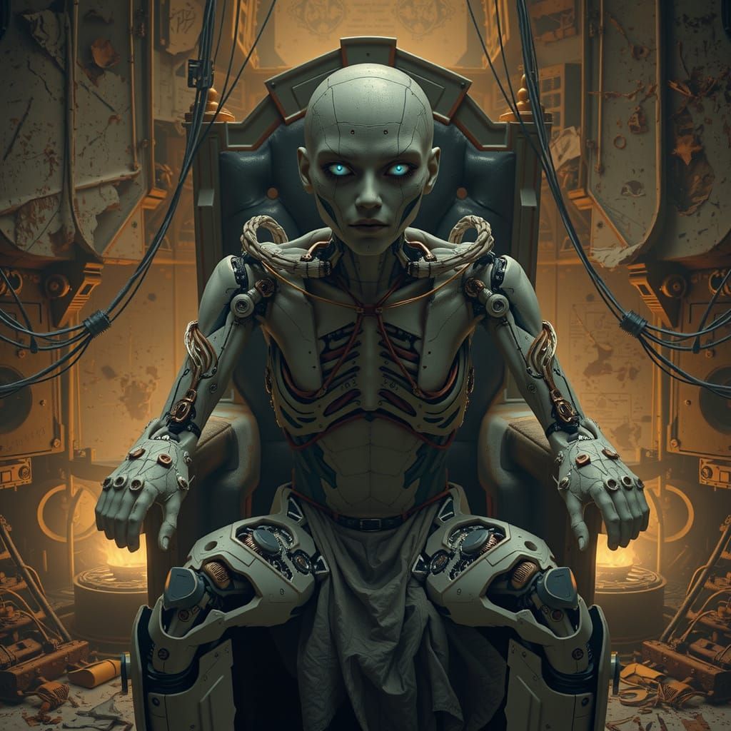 Android on Data Throne in Beksiński-Thorp Style