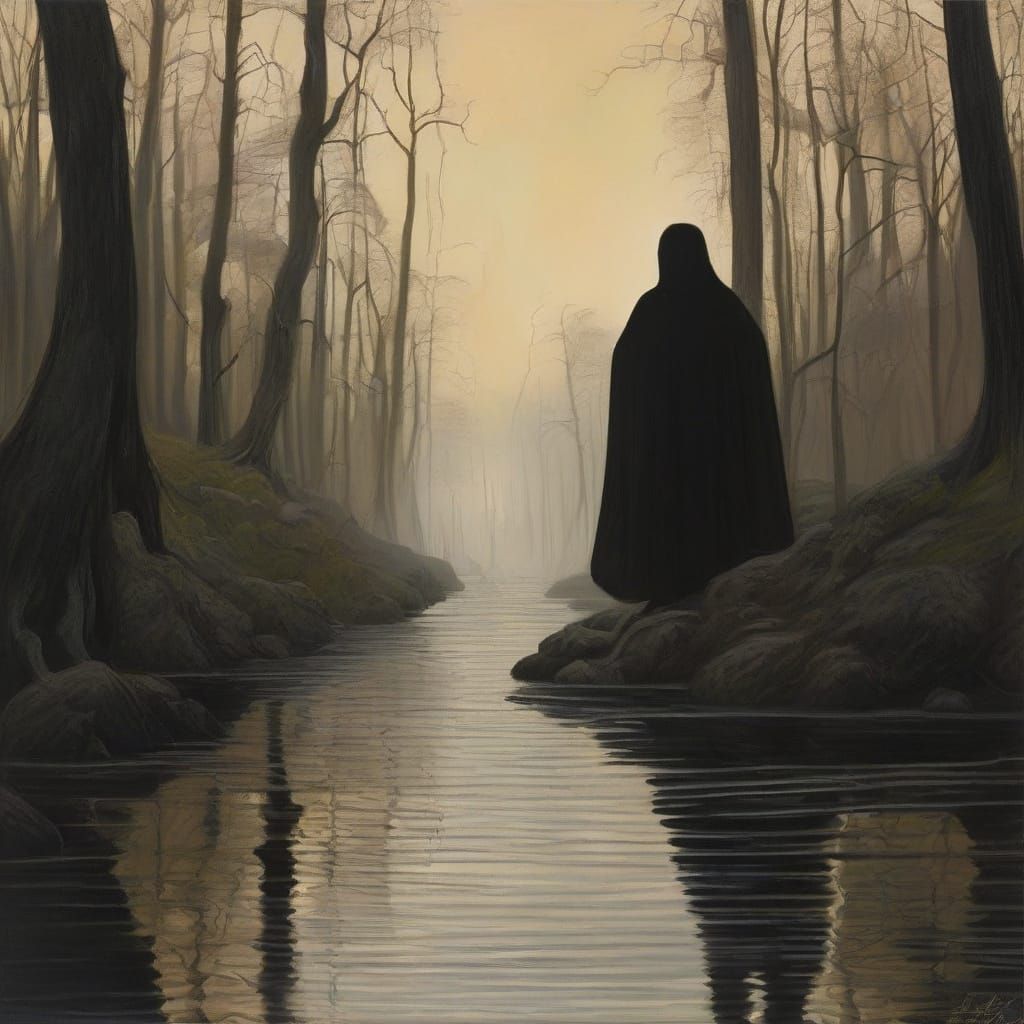 Eerie Swamp Landscape in Expressionist Style