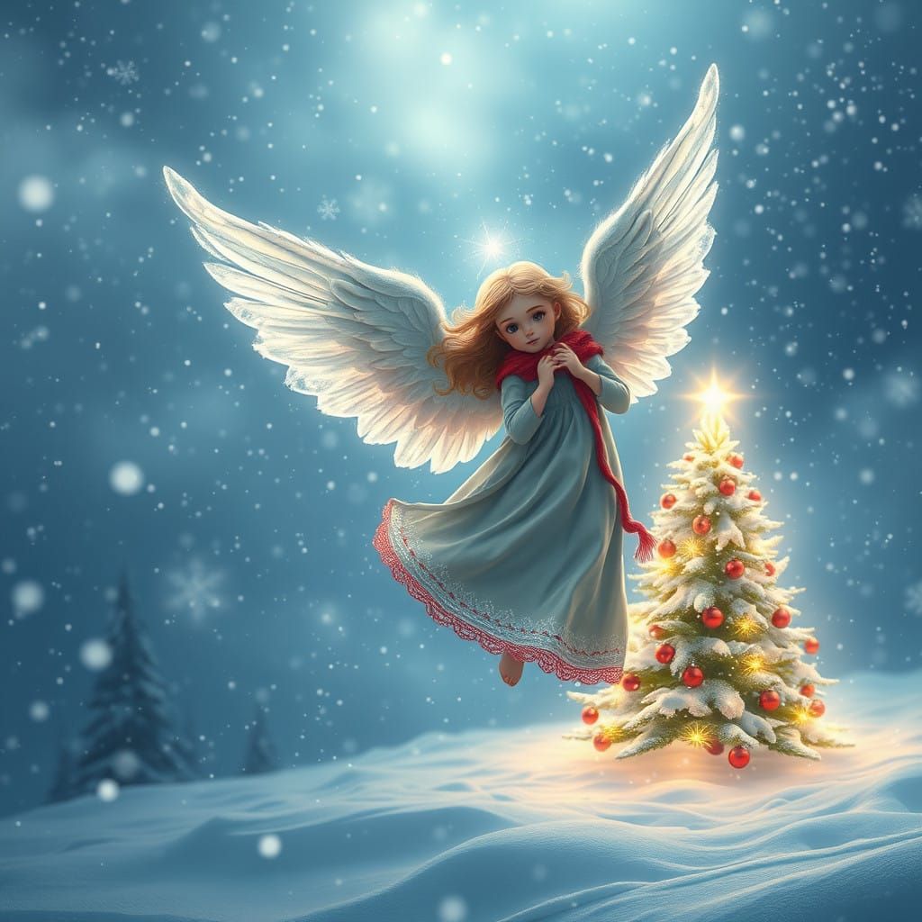Christmas Angel Girl Brings Magic to Winter Wonderland