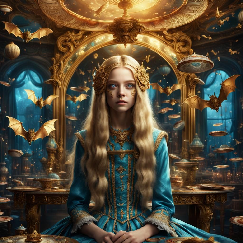 Alice in Wonderland in a Surreal Setting