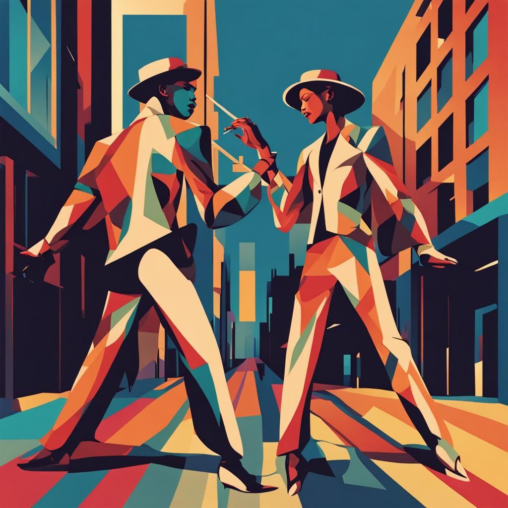 Jazz Dancers in Orphism Style, Screen Print Pop Art