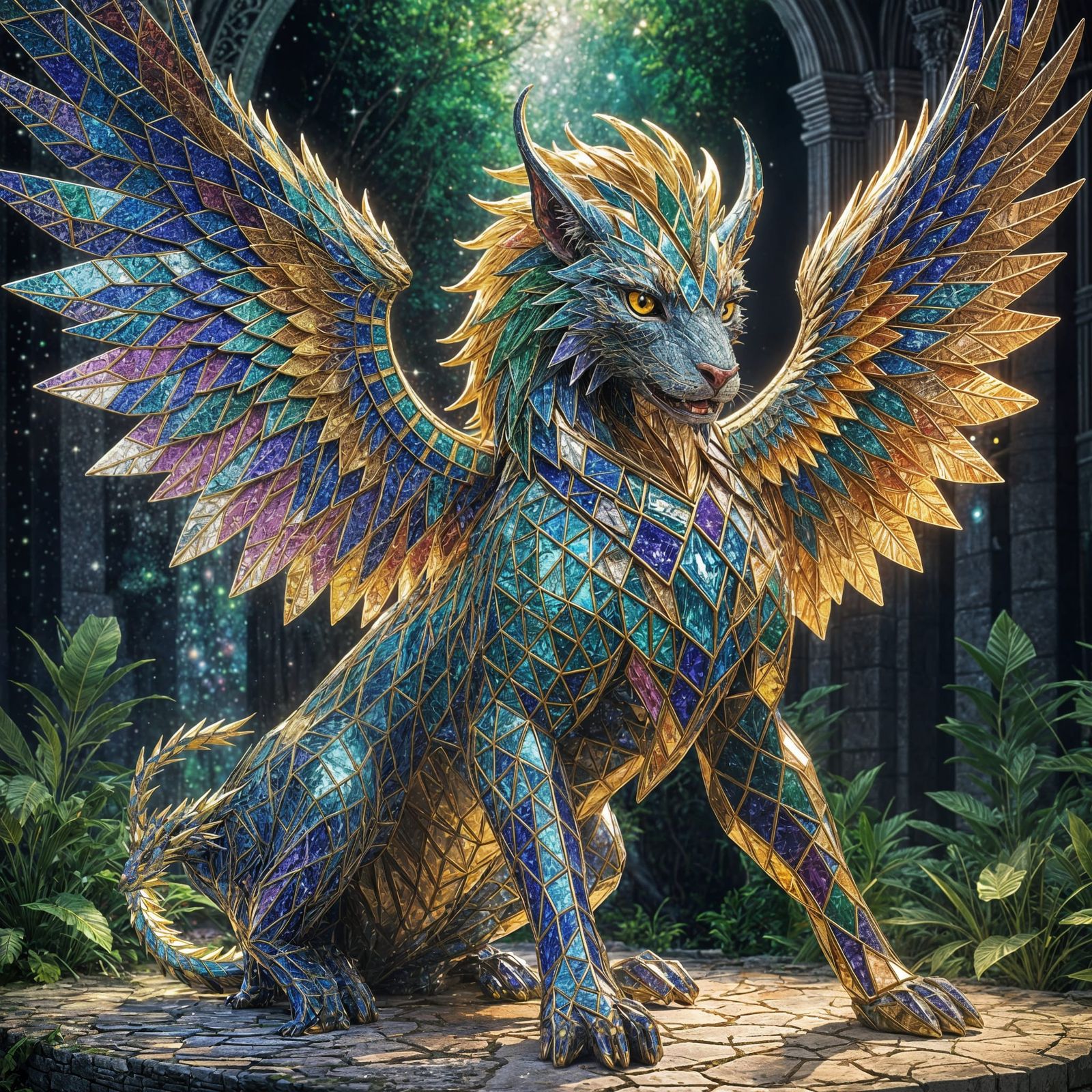 Majestic Chimera in Vibrant Anime Style