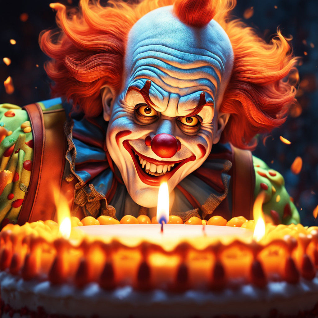 Vibrant Birthday Cake Inferno in Pixar-Inspired Concept Art