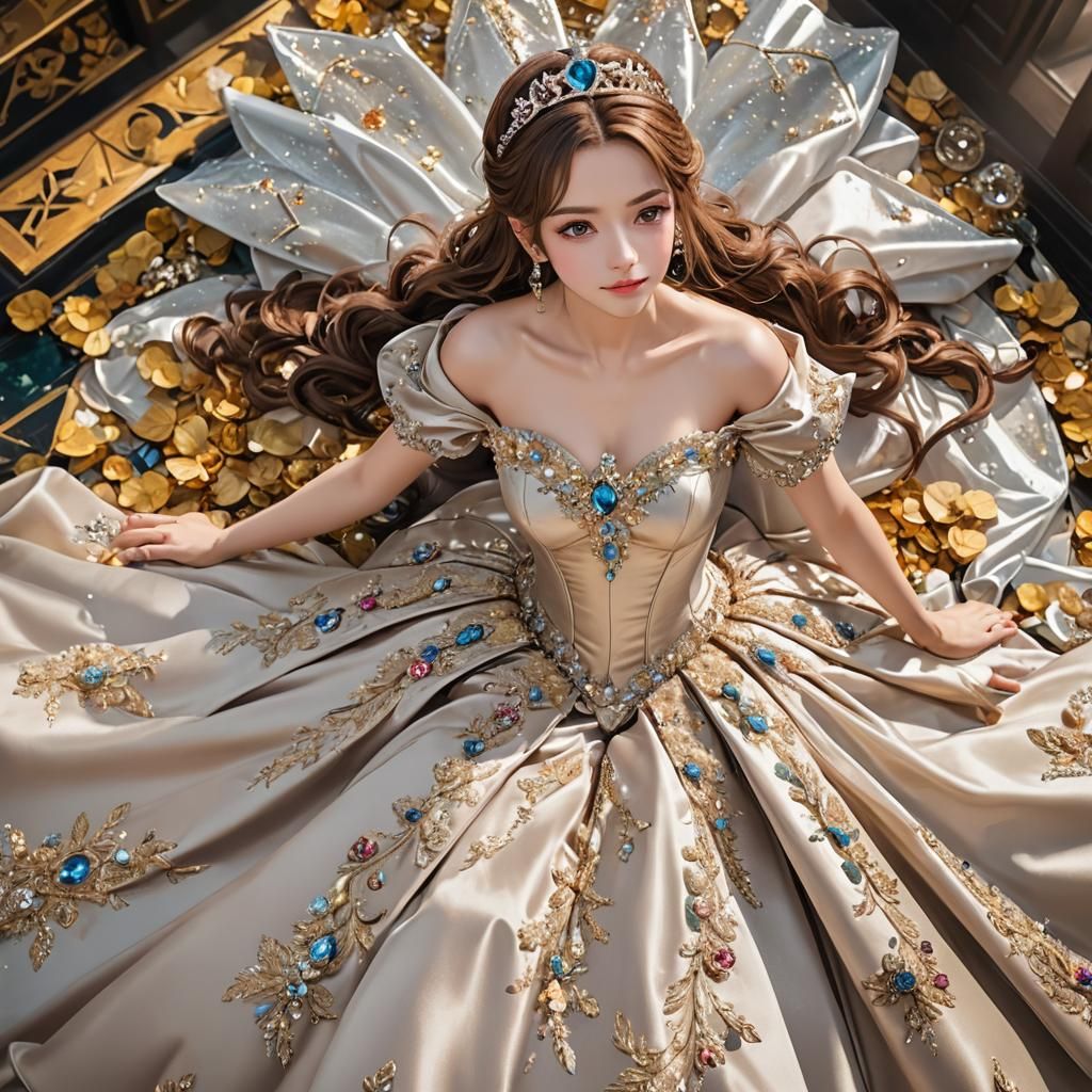 Gorgeous Anime Princess in Glassy Reflections