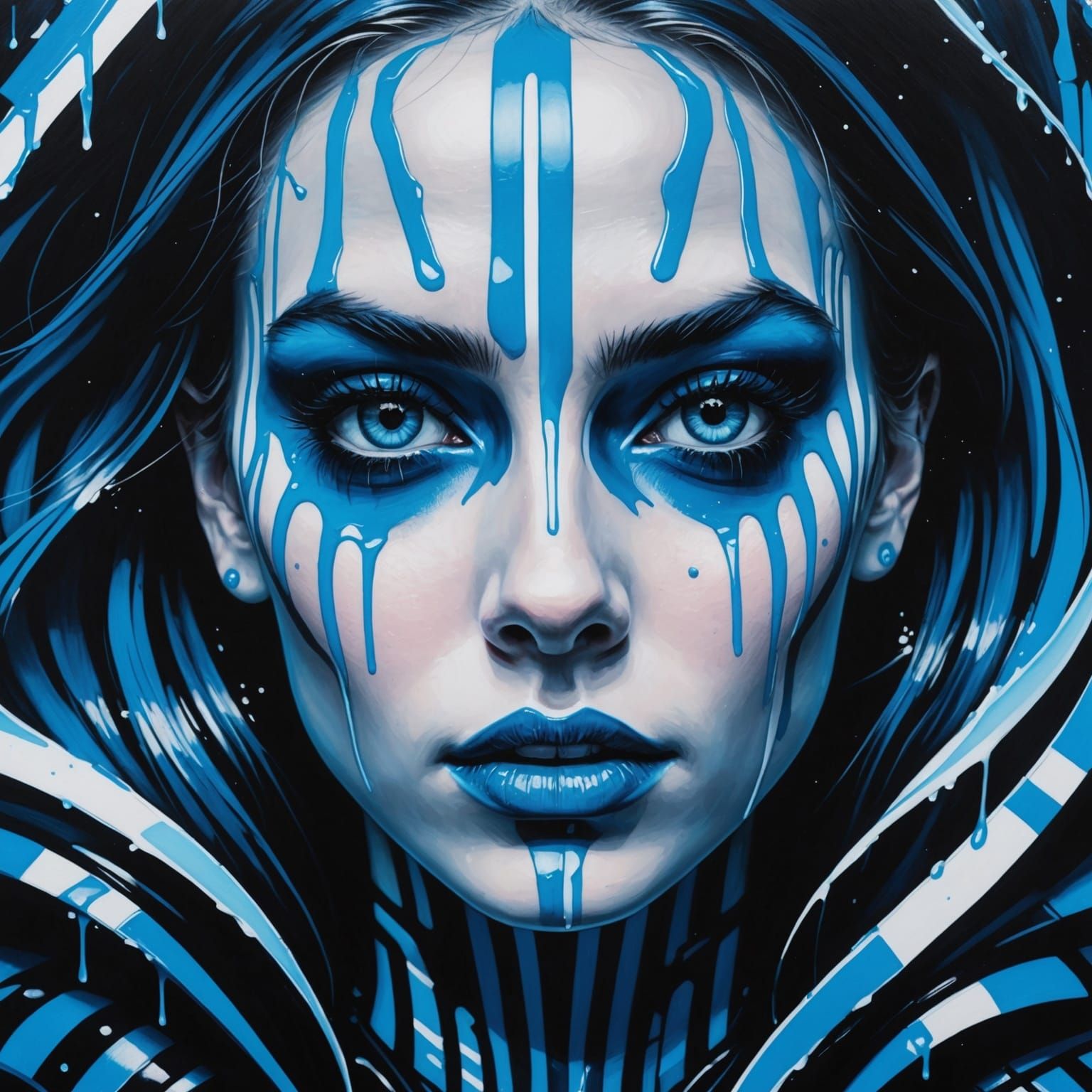 Gothic Girl Portrait in Noir Comic Art Style