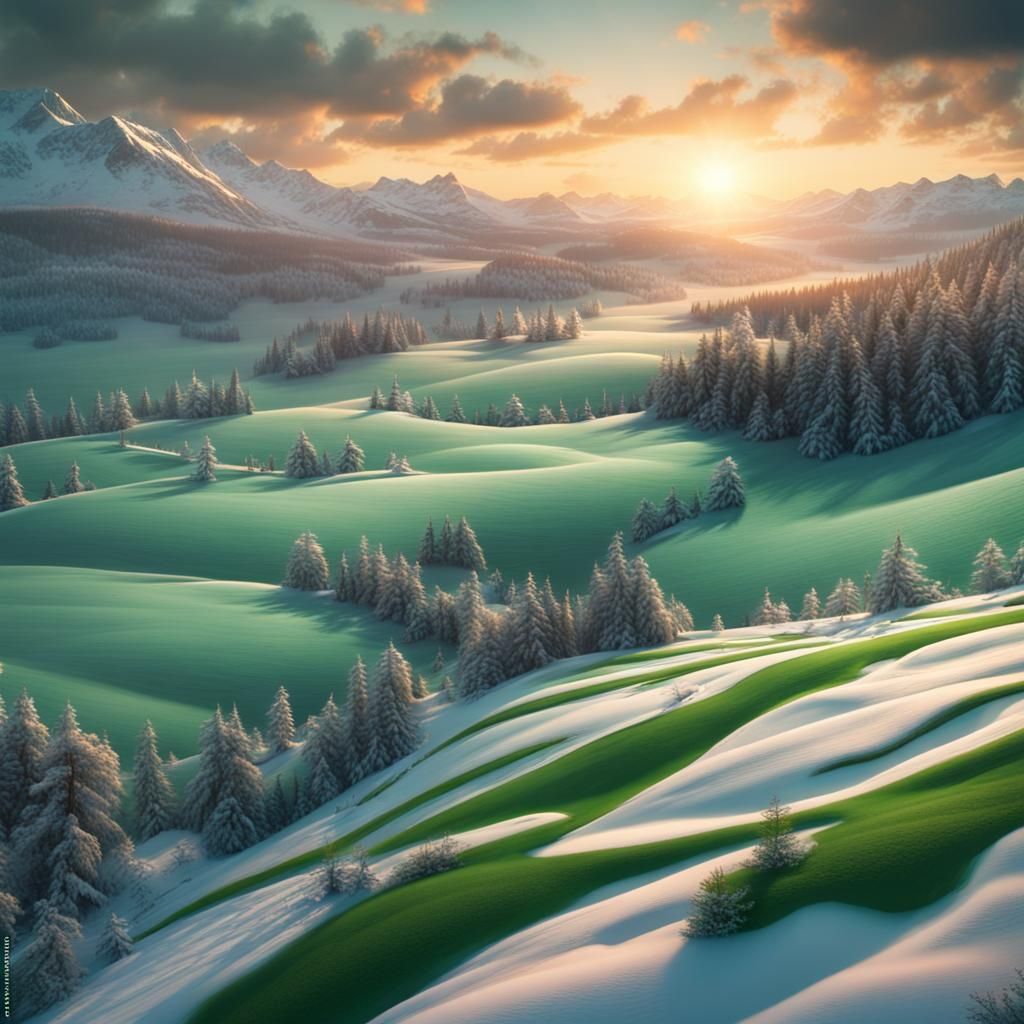 Greenland Winter Sunset: Epic Digital Matte Painting
