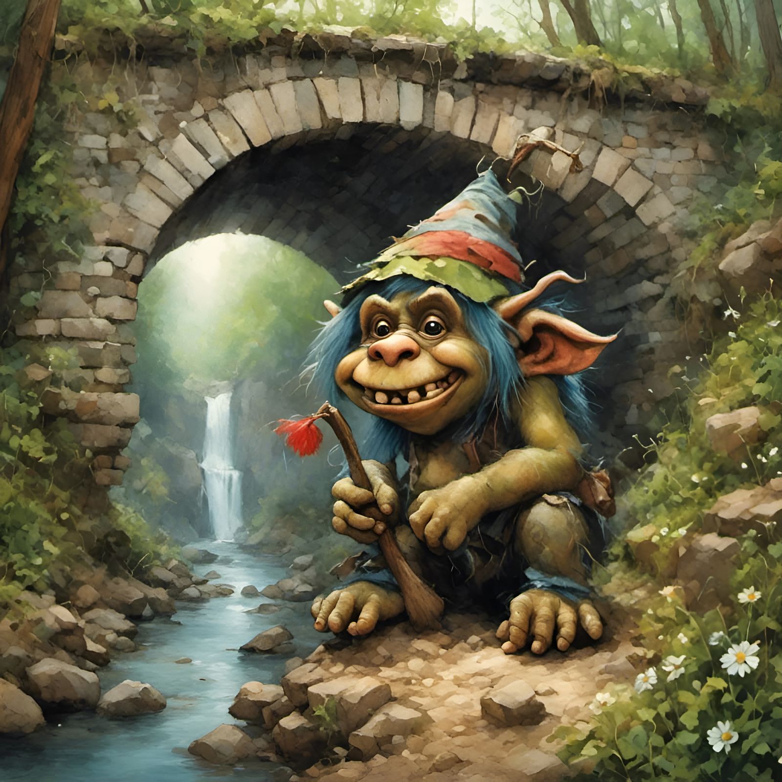 Menacing Troll Under Bridge in Fable Style