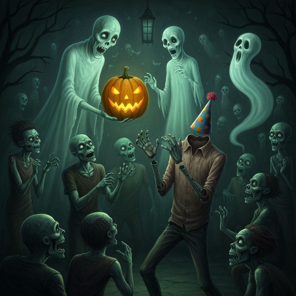 Gothic Fantasy Zombie Birthday Celebration Illustration