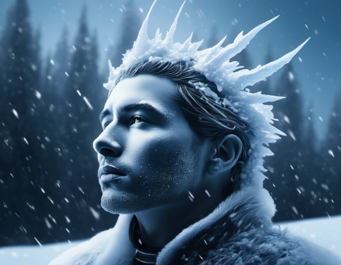 Icy Giant Portrait in Surreal Hyperrealism