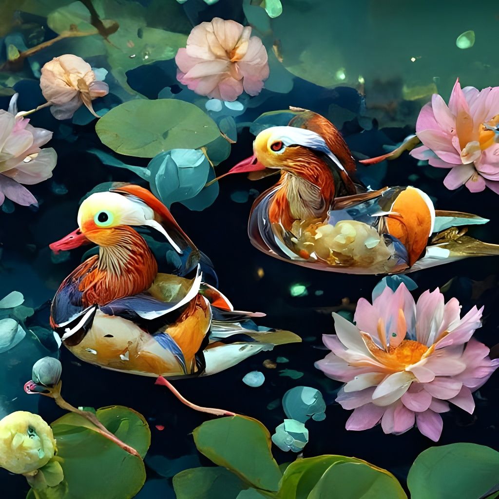 A pair of mandarin ducks