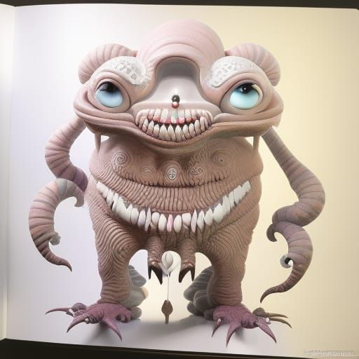 Strange Alien Creature in Japanese Horror Style