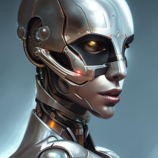 Cyborg Metal Eye Portrait in Hyperdetailed Digital Art