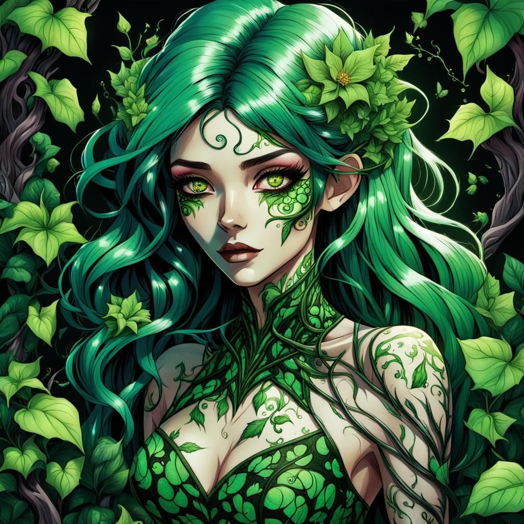 Neon Princess with Poison Ivy in Anime Style