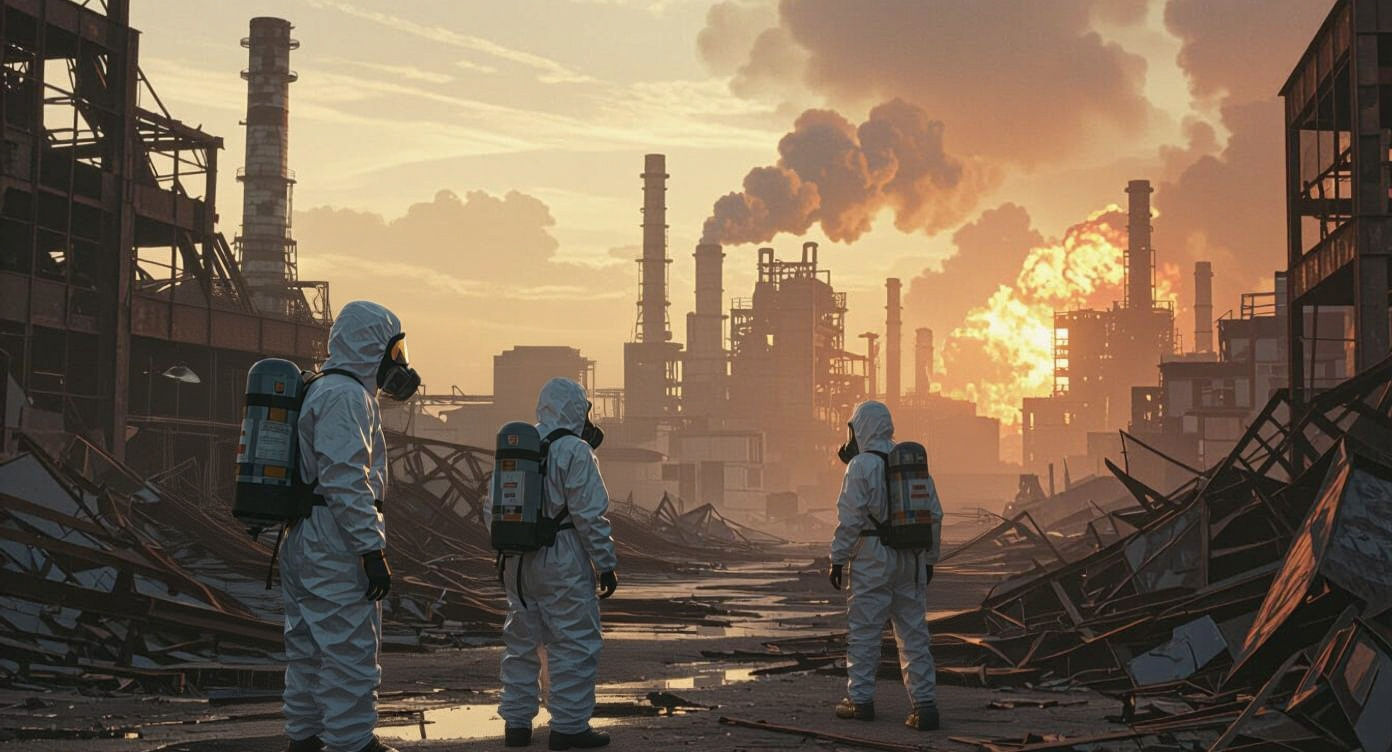 Hazmat Team Explores Abandoned Explosion Site