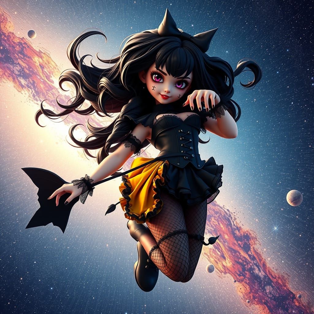 Victorian Goth Princess Soars Through the Milky Way in Vibra...