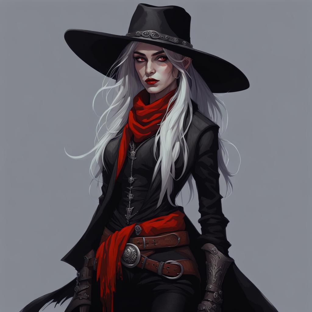 Gothic Cowboy Shadar-kai Woman Portrait