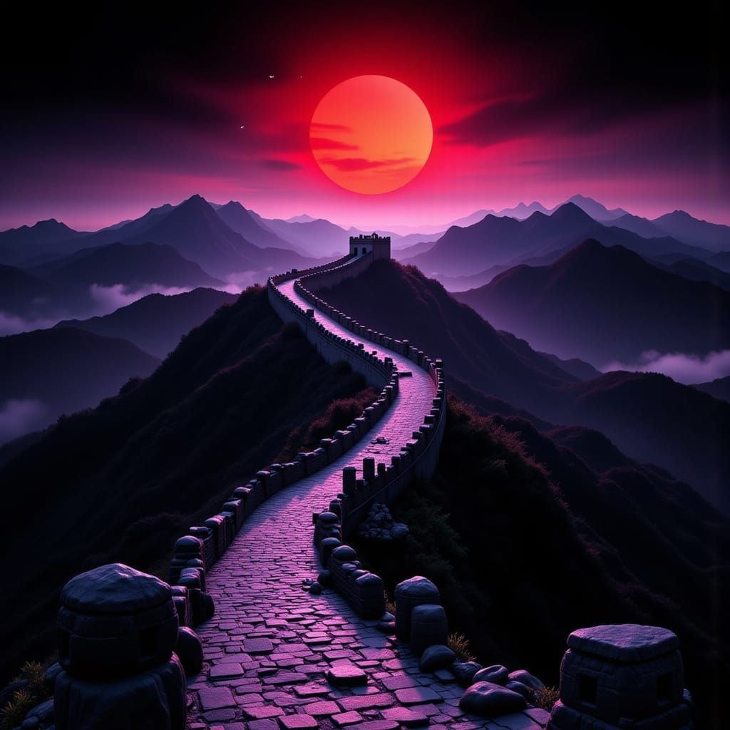Great Wall of China: Hyperrealistic Sci-Fi Landscape