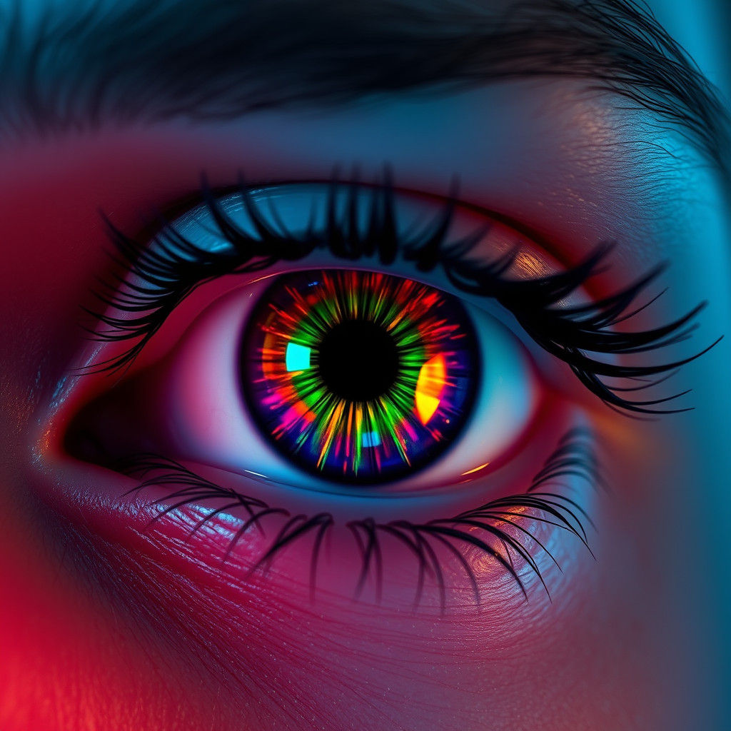 Rainbow Contact Lenses in Futuristic Style